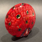 Vintage Chinese Art Glass Paperweight Peacock Complex Millefiori Feathers