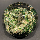 Antique Baccarat Art Glass Paperweight Faceted Green Moss Sand Dune