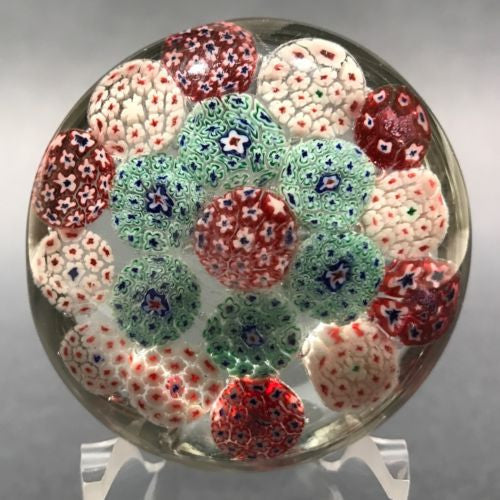 Antique Bohemian Art Glass Paperweight Concentric Complex Millefiori