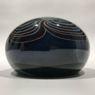 Signed Mark Cantor Art Glass Paperweight Metallic Pulled Feather Design