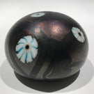 Signed David Lotton Art Glass Paperweight Dark Iridescent w/ Millefiori