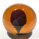 Unusual Signed Charles Lotton Art Glass Paperweight Amber Encased Modern Design