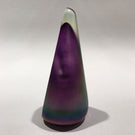 Signed Stuart Abelman Modern Art Glass Paperweight Conical Iridescent Overlay
