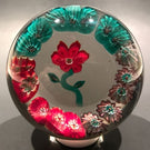 Vintage Murano? Art Glass Paperweight Lampworked Flower & Millefiori Garland