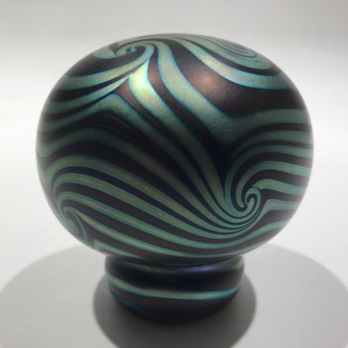 Rare Charles Lotton Art Glass Paperweight Iridescent Surface Decorated Mushroom