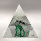 Modern Czech Art Glass Paperweight Spider On Web Pyramid Sculpture