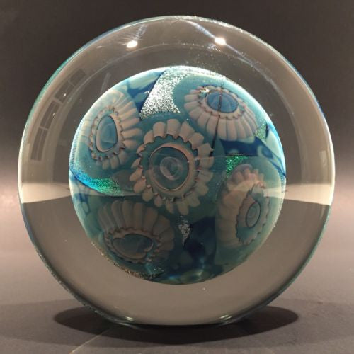 Large Robert Eickholt Art Glass Paperweight Dichroic Millefiori Disk S