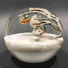 Signed Daniel Salazar Lundberg Studios Art Glass Paperweight First Snow of Kyoto
