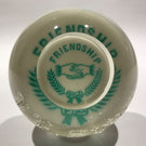 Antique American Millville Art Glass Paperweight Green Frit "Friendship"