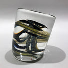 Signed John Lotton Art Glass Paperweight Encased Cylindrical Modern Design