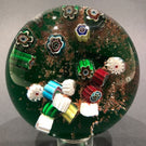 Vintage Murano Art Glass Paperweight Scatter Millefiori on Aventurine