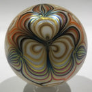 Signed Steven Smyers Art Glass Paperweight Surface Decorated Gold Pulled Feather