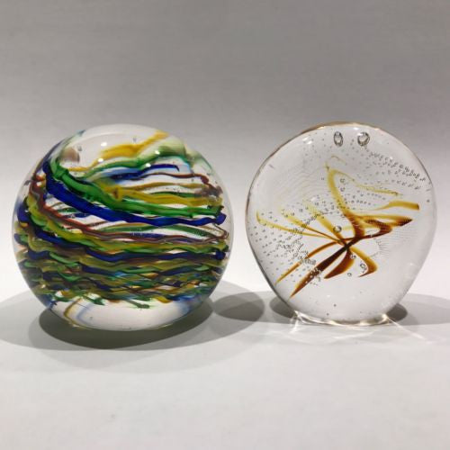 Two Signed American Studio Art Glass Paperweights Boyer and Weatherby