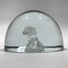 Kristian Klepsch Intaglio Dog Art Glass Paperweight in Clear Crystal
