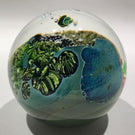 Signed Josh Simpson Art Glass Paperweight Complex Inhabited Planet