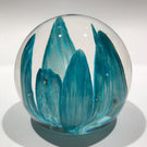 Vintage Strathearn Art Glass Paperweight Blue Crimp Style Tulip Spring Flowers