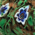 Pair of Murano Ferro Lazzarini Mantel Ornaments Art Glass Paperweight Millefiori Vines