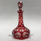 Antique American Sandwich? Art Glass Bottle Multifaceted Ruby Red Flash