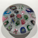 Antique Clichy Art Glass Paperweight Complex Chequered Millefiori W/ Rose Cane