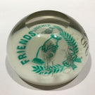 Antique American Millville Art Glass Paperweight Green Frit "Friendship"