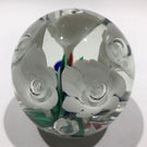 Vintage Monte Dunlavy Art Glass Paperweight Trumpet Flowers Colorful Ground