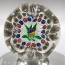 Early Chinese Art Glass Faceted Paperweight Millefiori Nosegay Bouquet
