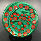 Vintage Gentile Art Glass Paperweight Patterned Millefiori Heart Garland