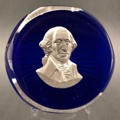 Franklin Mint Cristal D Albert Art Glass Paperweight George Washington Sulphide