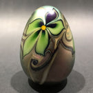 Vintage Orient & Flume Art Glass Paperweight Iridescent Gold Floral Egg