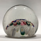 Antique French Art Glass Paperweight Concentric Complex Millefiori on Latticino