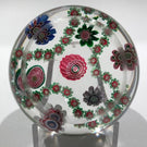 Antique Clichy Art Glass Paperweight Complex Millefiori Garland w/ Rose Cane