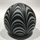 Vintage Murano Art Glass Paperweight Black & White Satin Finished Marbrie