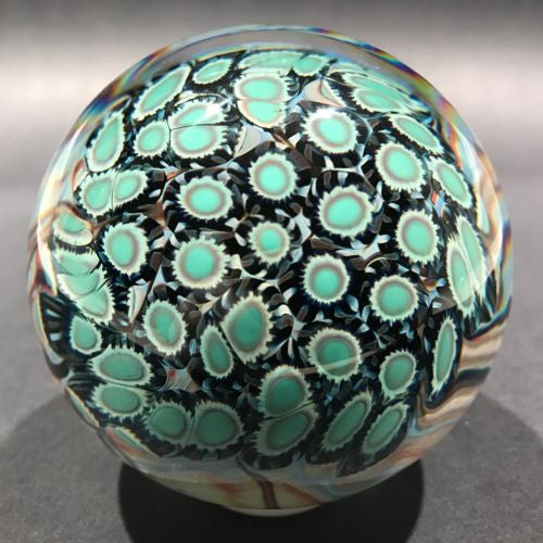 Signed Nancy Freeman American Art Glass Paperweight Modern Millefiori Design