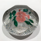 Antique New England Glass Co. NEGC Glass Paperweight Lampworked Pink Pompon Flower Basket