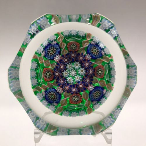 Perthshire P1998 Faceted Art Glass Paperweight Complex Millefiori