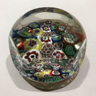 Vintage Murano Footed Art Glass Paperweight Closepacked Complex Millefiori