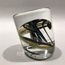 Signed John Lotton Art Glass Paperweight Encased Cylindrical Modern Design