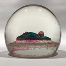 Rare Vintage Murano Art Glass Paperweight Painted Sulphide Cherries w/ Leaf