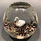 Rare Vintage Murano Faceted Swan Sulphide Art Glass Paperweight