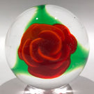 Rare Murano Art Glass Paperweight Large Orange Crimp Rose
