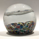 Huge Antique Millville Art Glass Paperweight Hand Painted Floral Name Plaque
