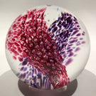 Signed Glass Eye Studio GES Modern Art Glass Paperweight Purple Maroon Bubbles