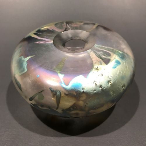 Signed David Lotton Iridescent Art Glass Paperweight Style Oil Lamp