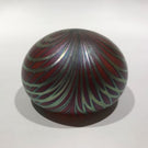 Signed David Lotton Art Glass Paperweight Iridescent Pulled Feather Design