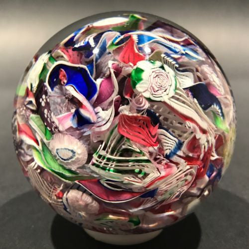Vintage Cape Cod Burchfield Art Glass Paperweight Millefiori Twist Scramble