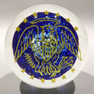 Signed John Gentile Art Glass Frit Paperweight Bald Eagle U.S. "Coat of Arms"