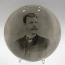 Antique American Albert Greaser? Art Glass Encased Photo Plaque Paperweight