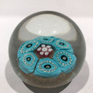 Large Vintage Murano Art Glass Paperweight Complex Blue Flower Millefiori