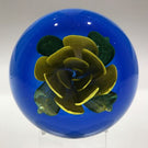 Signed Robert Mason Pairpoint Footed Yellow Crimp Rose Art Glass Paperweight