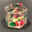 Vintage Chinese Art Glass Paperweight Painted Sulphide Birds in a Tree